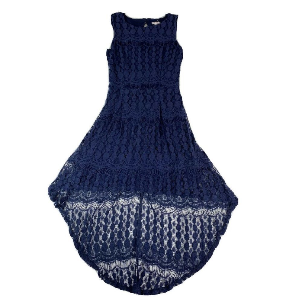 Xhilaration Lace Hi-Low Dress‎ Women XS Navy Fairy Romantic Coquette Cottagecore